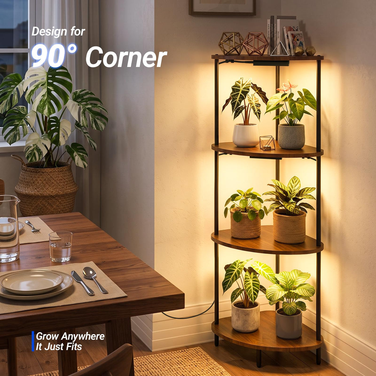 Barrina LS15 Corner Plant Stand with Grow Lights, 4-Tier, Full Spectrum