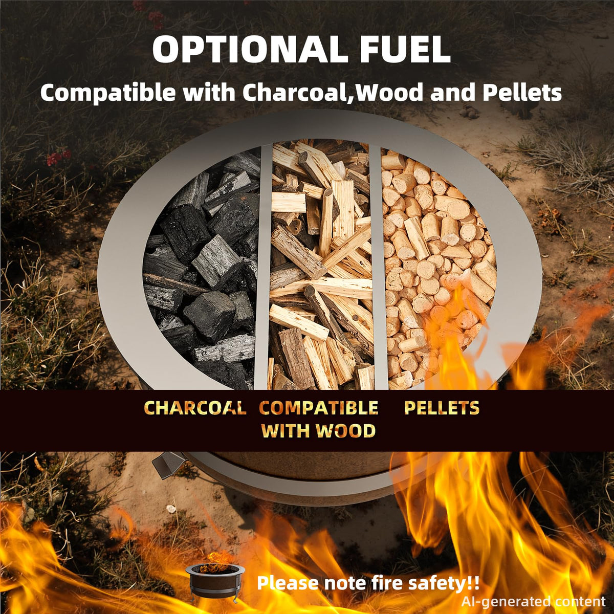 Canovire 27 Inch Smokeless Wood-Burning Fire Pit, Aged Rust-Look Finish