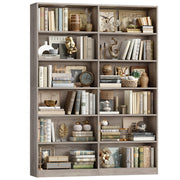 FACBOTALL Bookshelf Tall Bookcase, 6-Tier Double Wide Bookshelves,Wash Grey