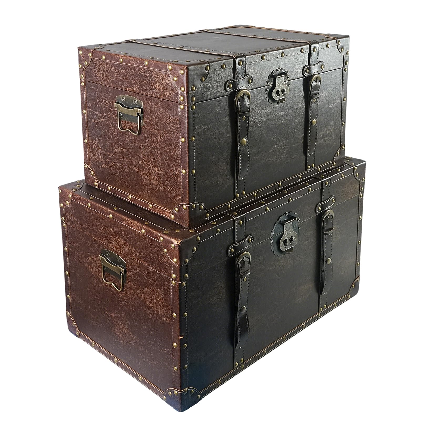 Vintage Wooden Storage Chest Set of 2