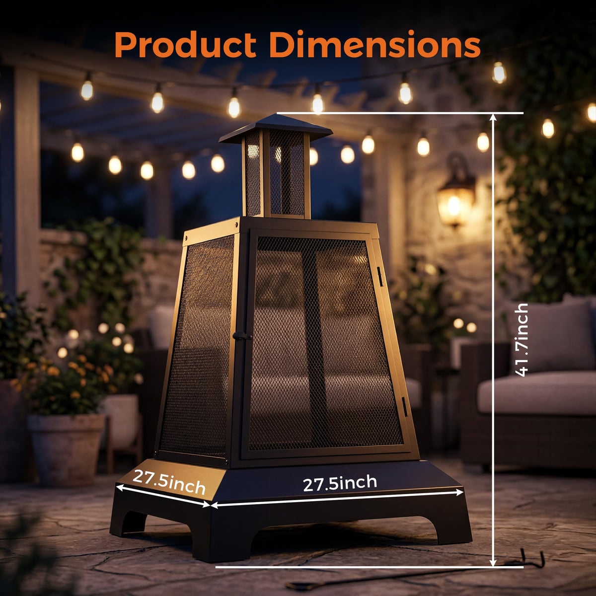 Square Wood-Burning Fire Pit