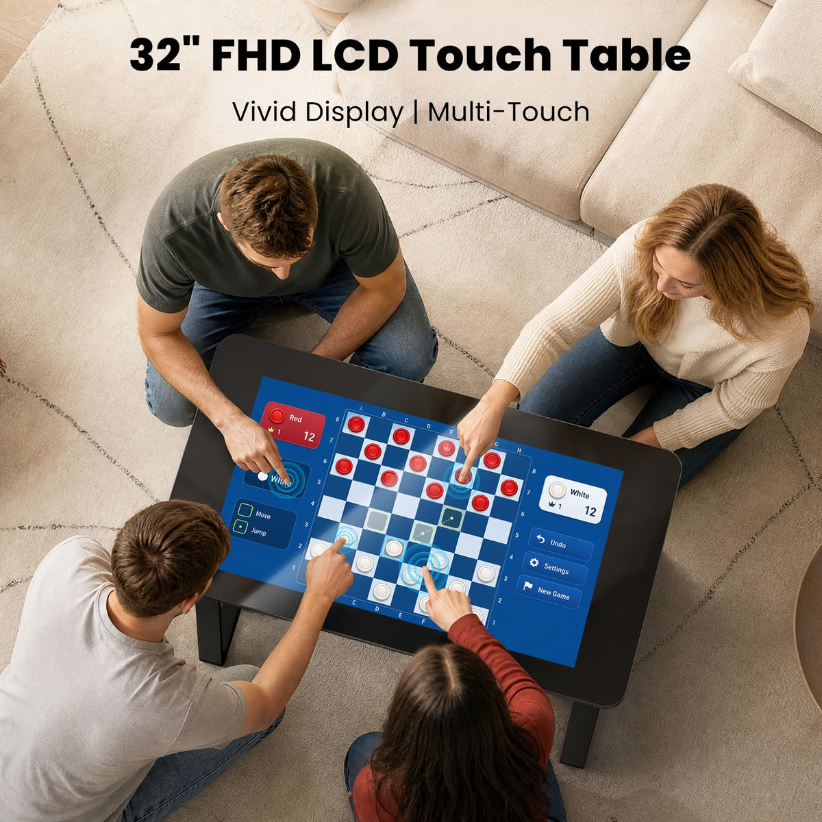 KEVZEZY 32-Inch Game Table, Touchscreen Board Game Table for Entertainment