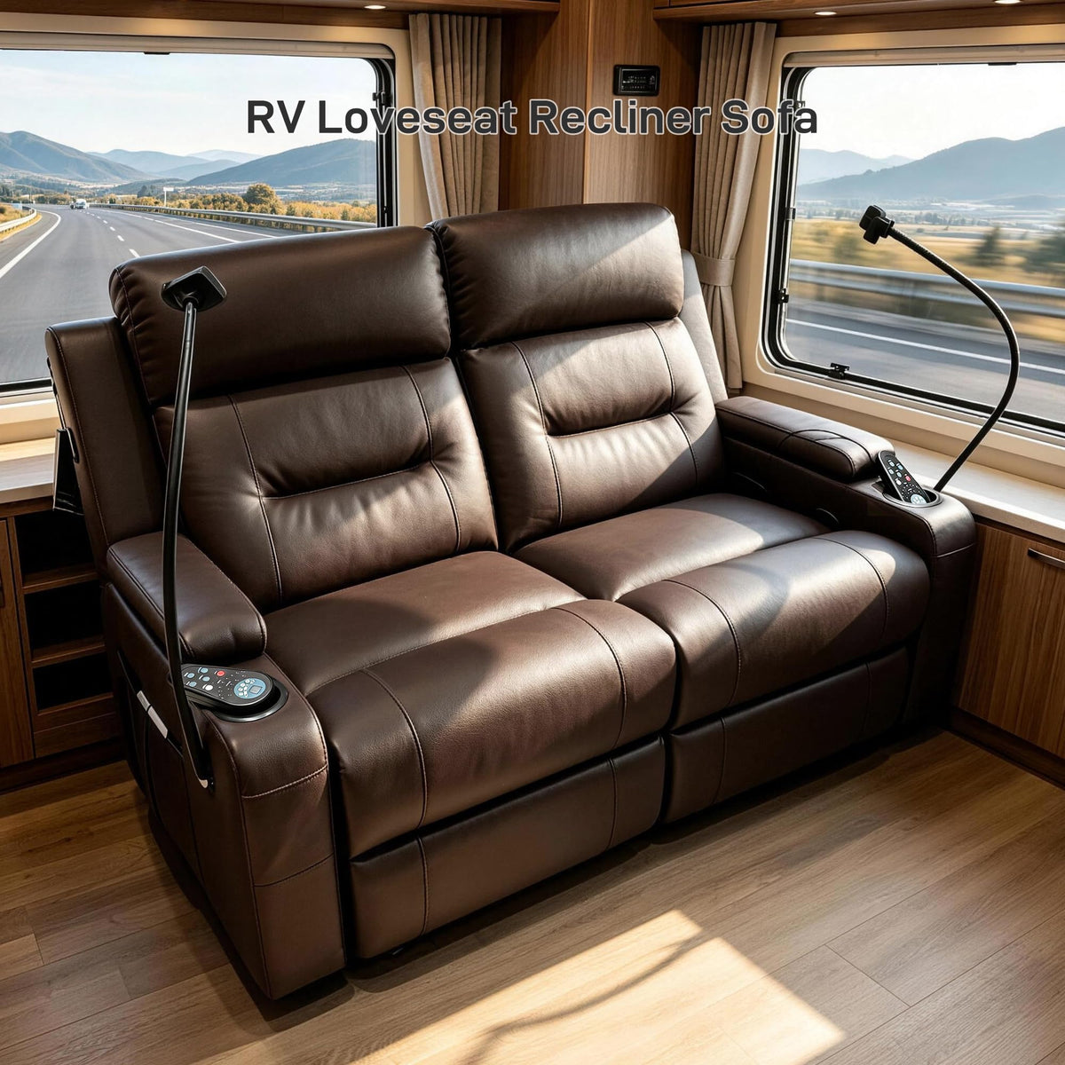 BKHGDI Loveseat Recliner Sofa with Massage and Heat，2 Seat Sofa for Small Spaces with USB Ports & Pockets, Console, Cup Holders & Drawer, RV Couch for Home Theater Seating