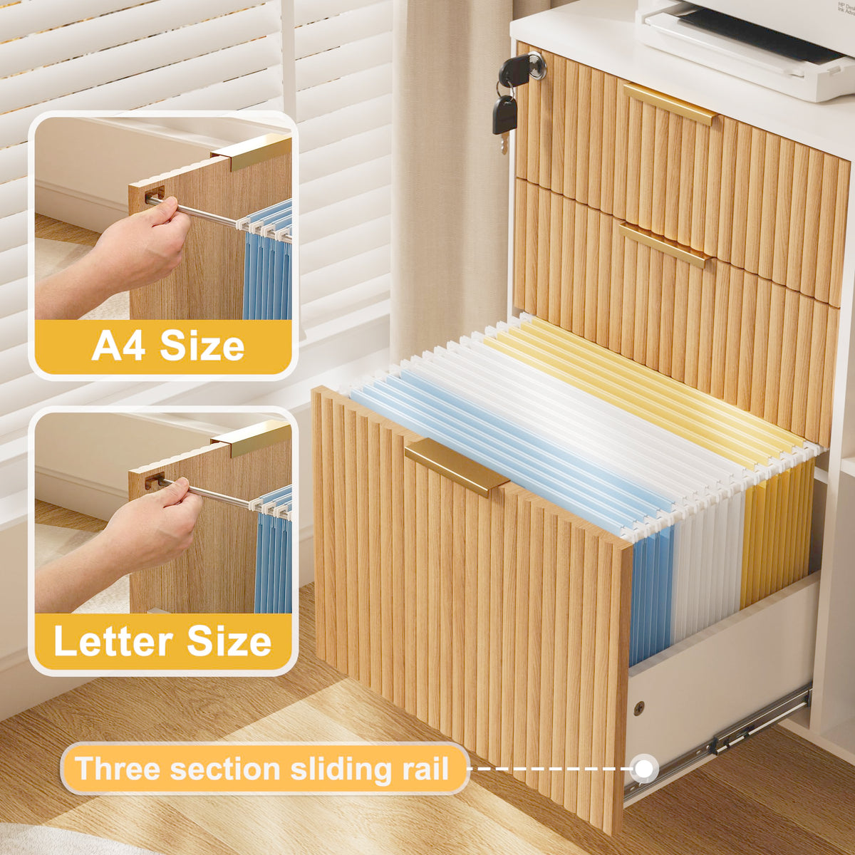 3-Drawer Fluted Mobile File Cabinet