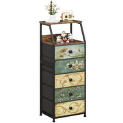 Fabric Dresser with Drawers & 2-Tier Shelf