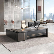 L-Shaped Executive Desk with Power Hub, Lock Drawer & Privacy Panel