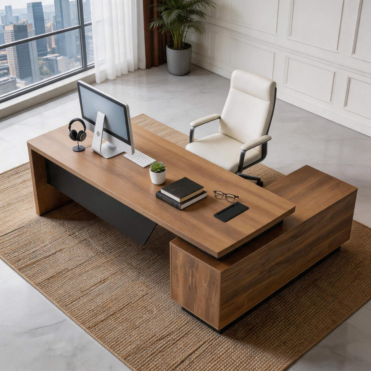 Retractable L-Shaped Executive Desk