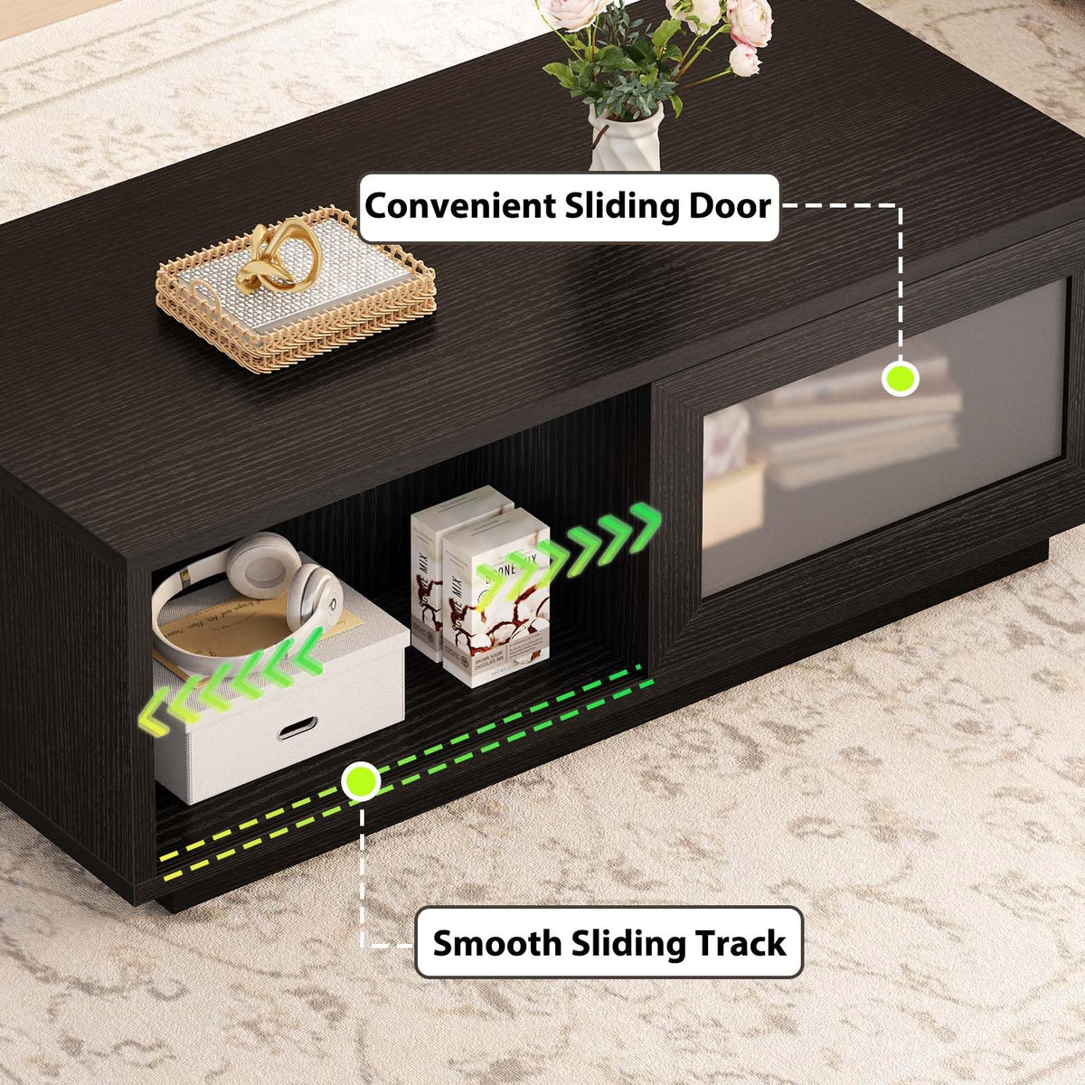 Sliding Door Storage Coffee Table