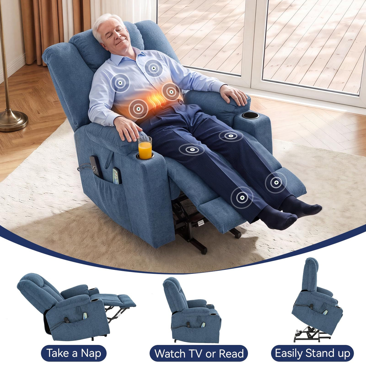 Brage Living Power Lift Recliner Chair for Elderly with Heat and Massage