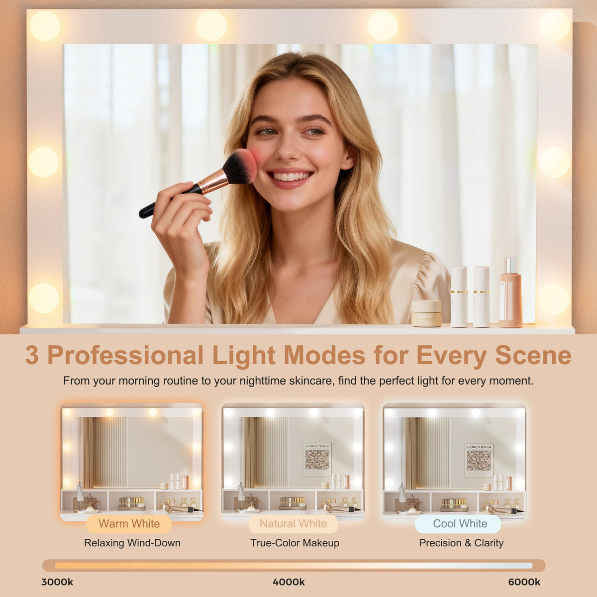 LED Makeup Vanity with Stool