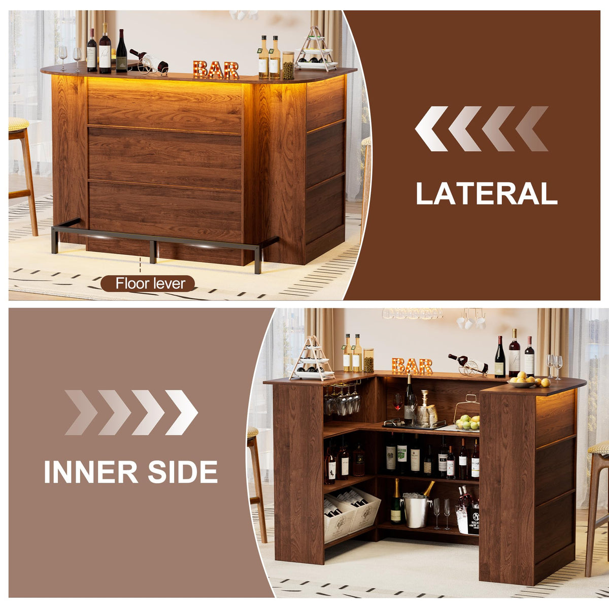 U-Shaped LED Bar Cabinet