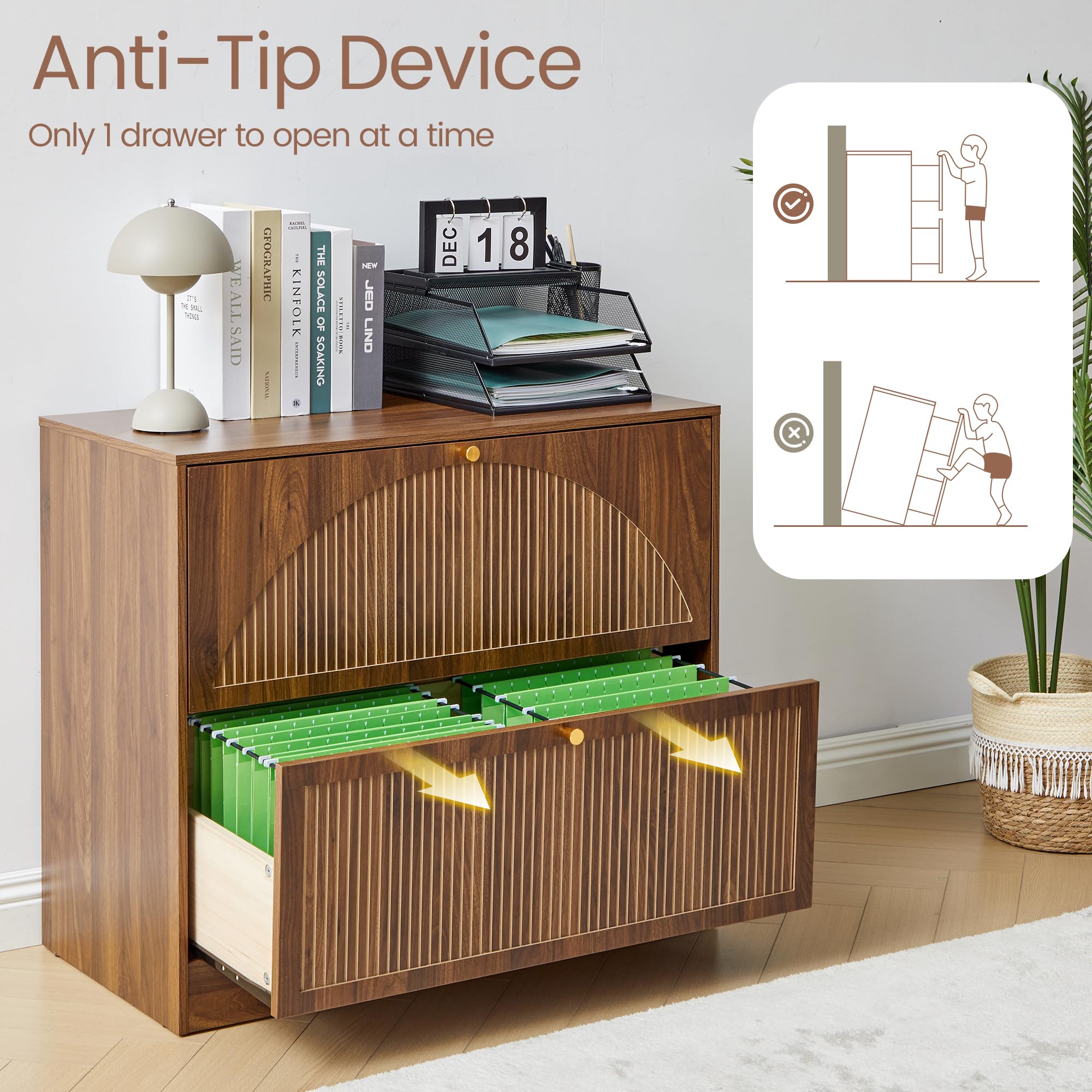 2-Drawer Lateral File Cabinet with Fluted Panel