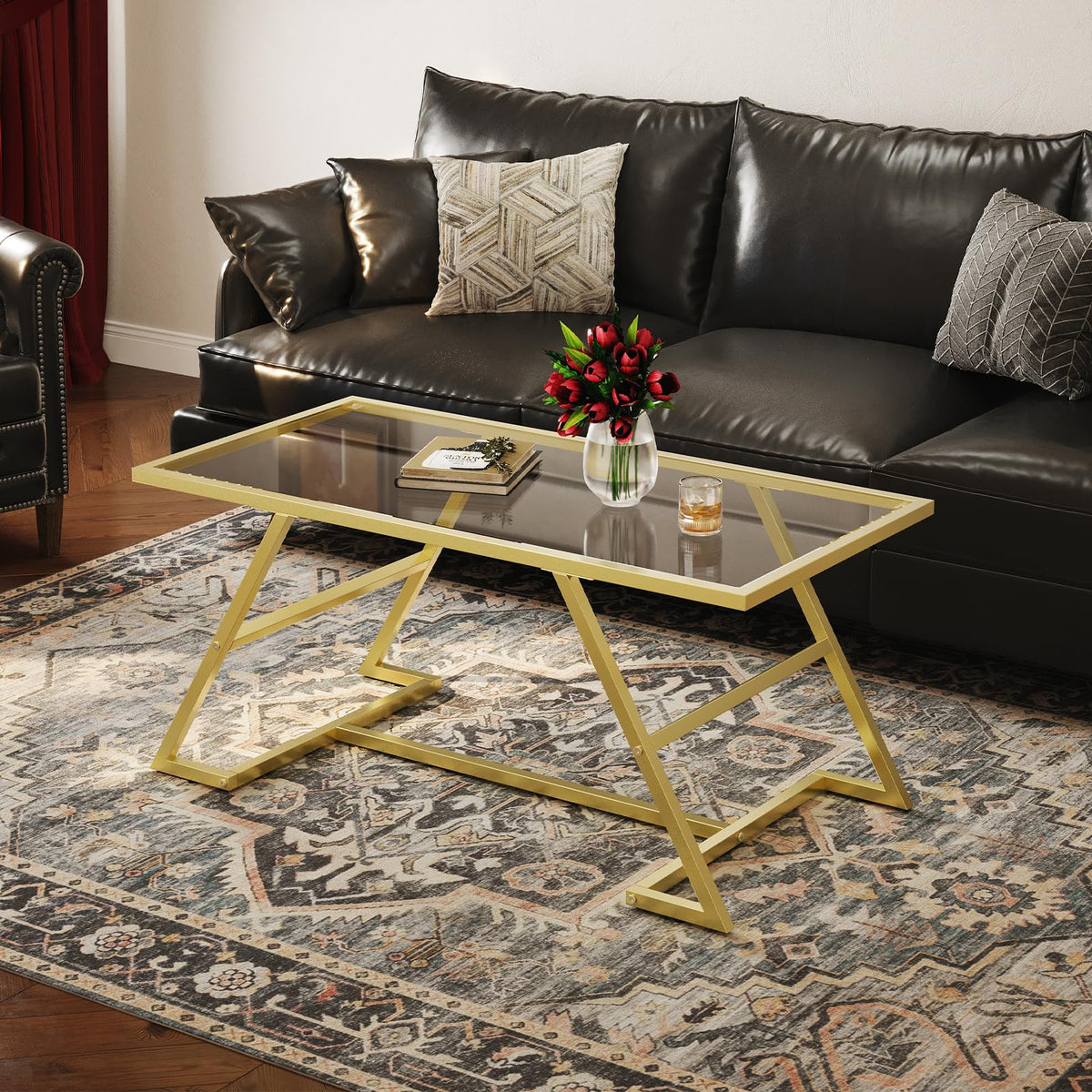 Gold Glass Coffee Table