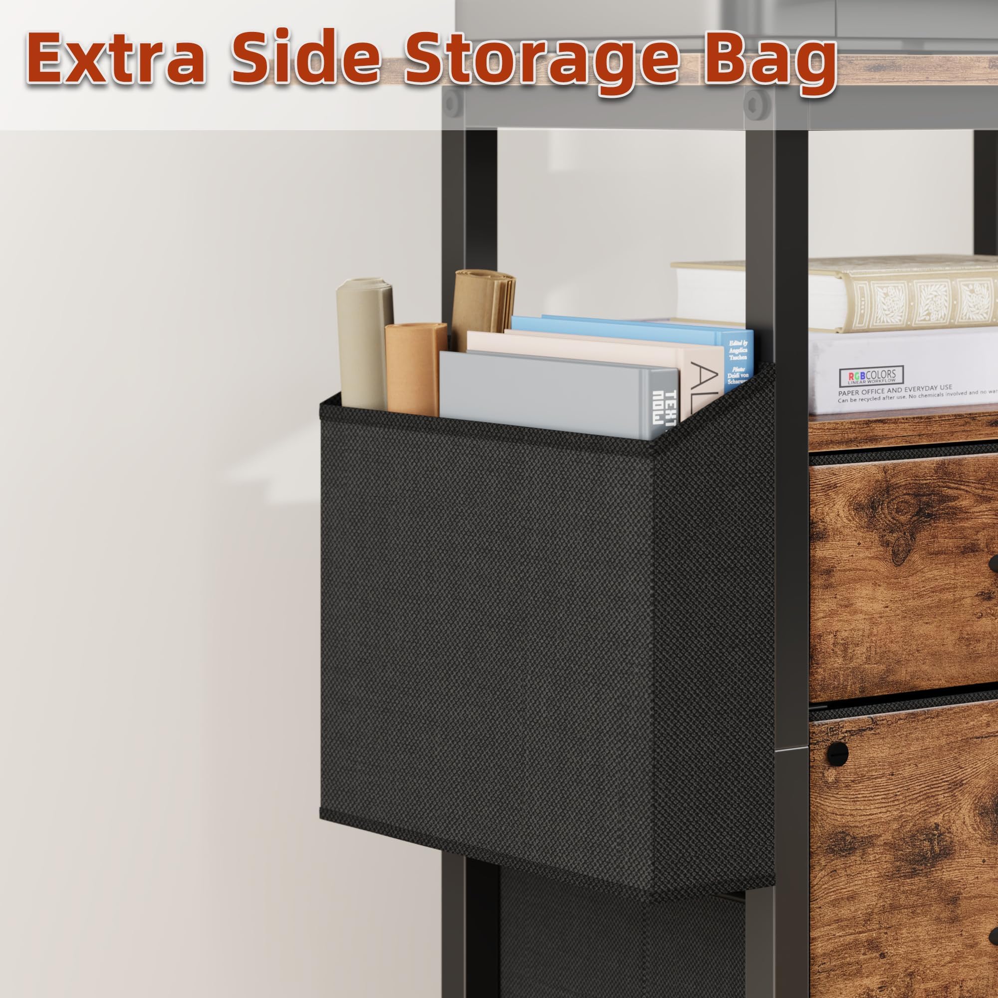 2-Drawer Rolling File Cabinet with 24" Extended Desktop