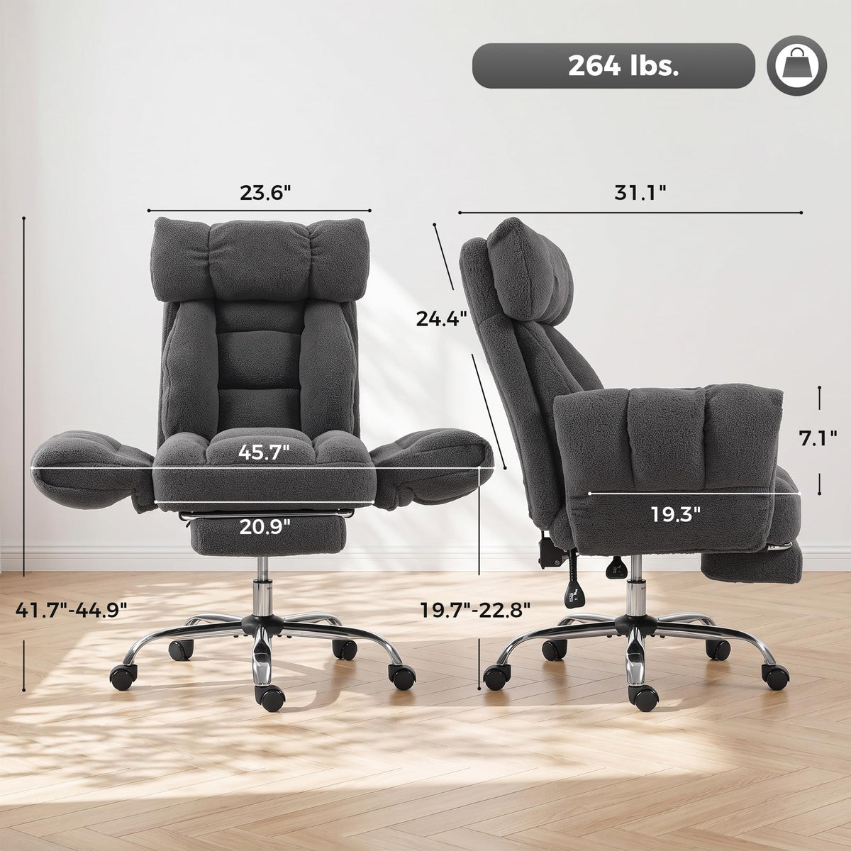 HOMCOM Criss Cross Office Chair with Flip-Up Armrests, Wide Seat, Dark Gray