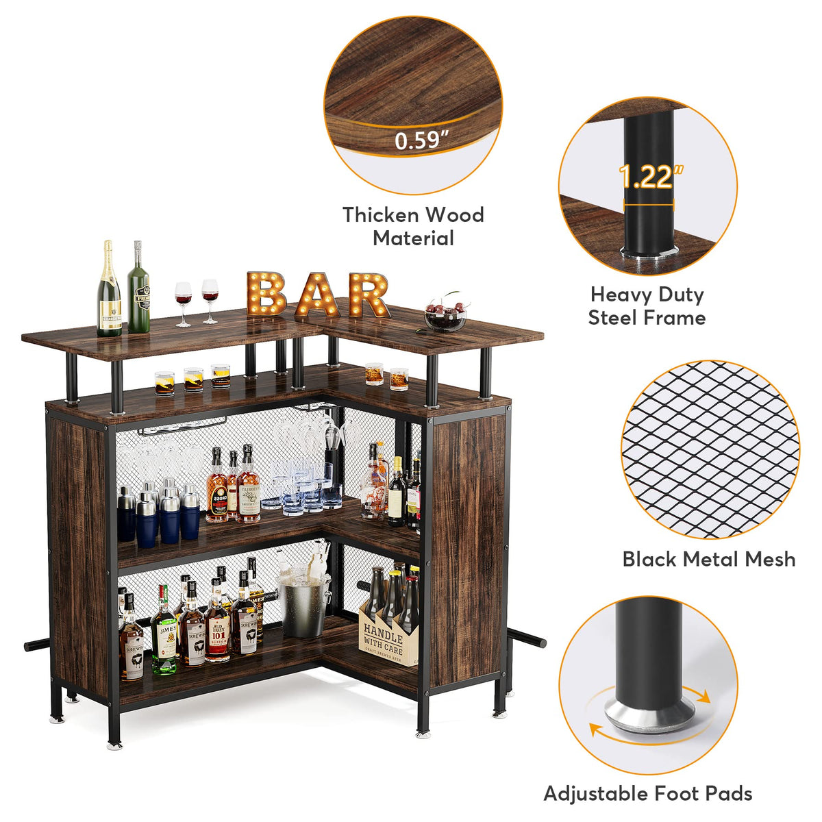 L-Shaped Home Bar Table