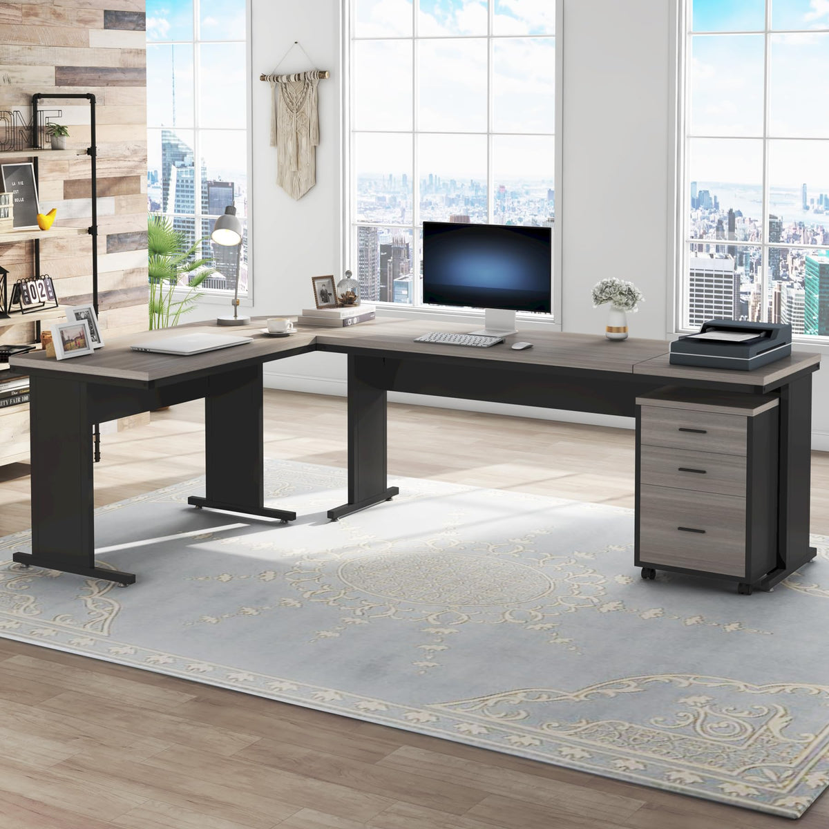 Reversible Industrial L-Shaped Desk