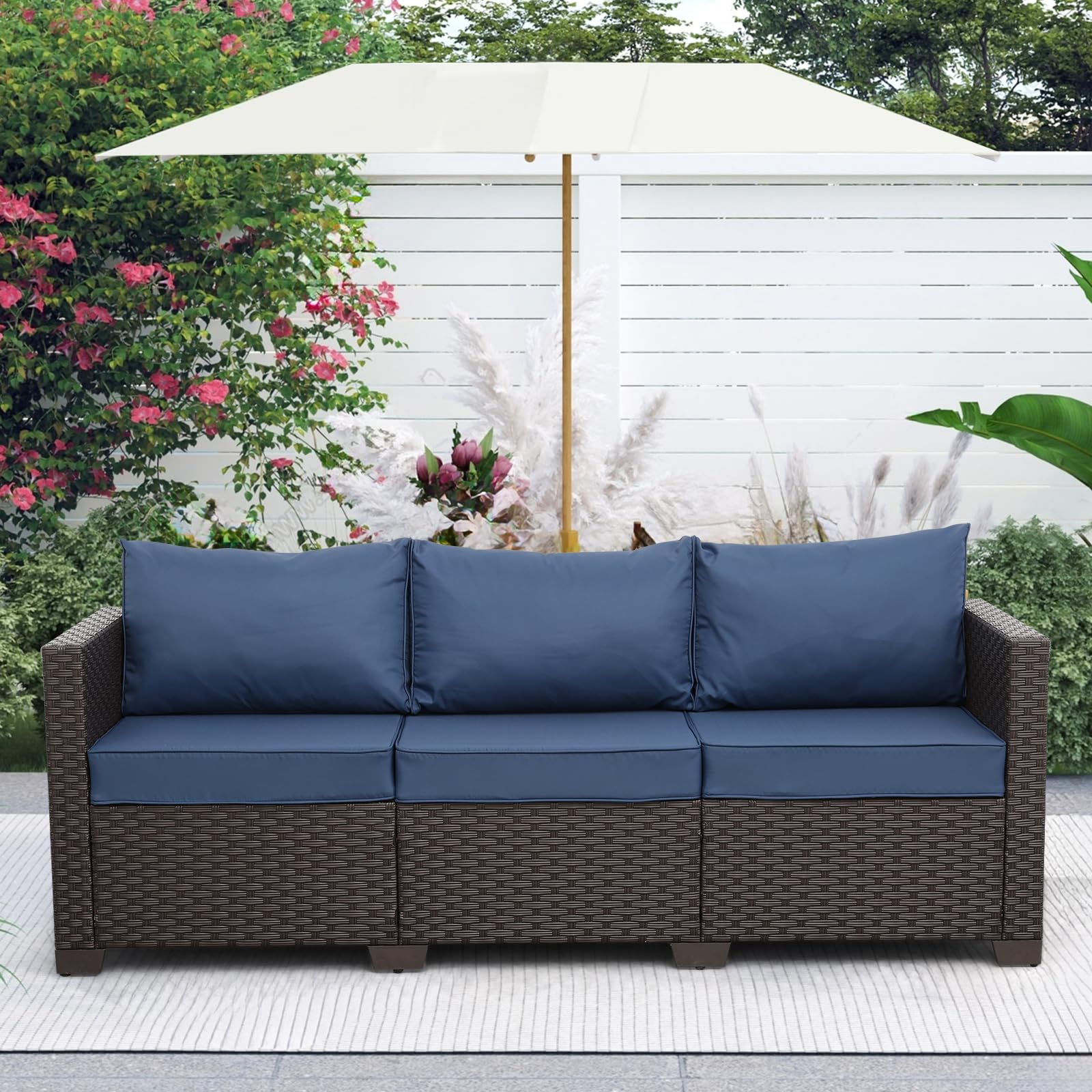 3-Seat Outdoor Wicker Patio Sofa