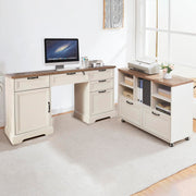 60" Farmhouse Executive Desk with Mobile File Cabinet