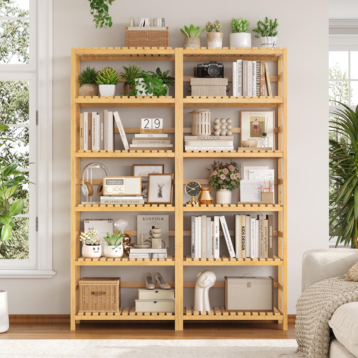 6-Tier Adjustable Bamboo Shelf