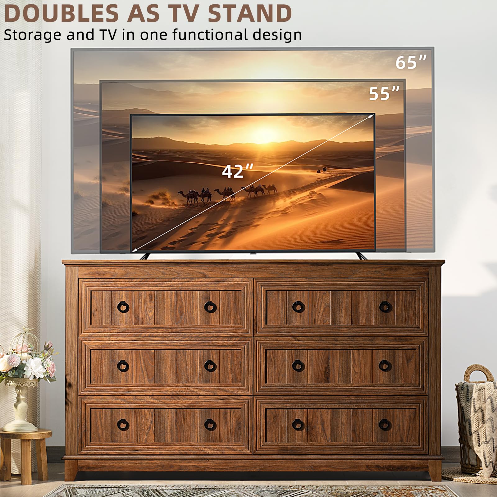 6-Drawer Dresser & Nightstand Set with Charging Station