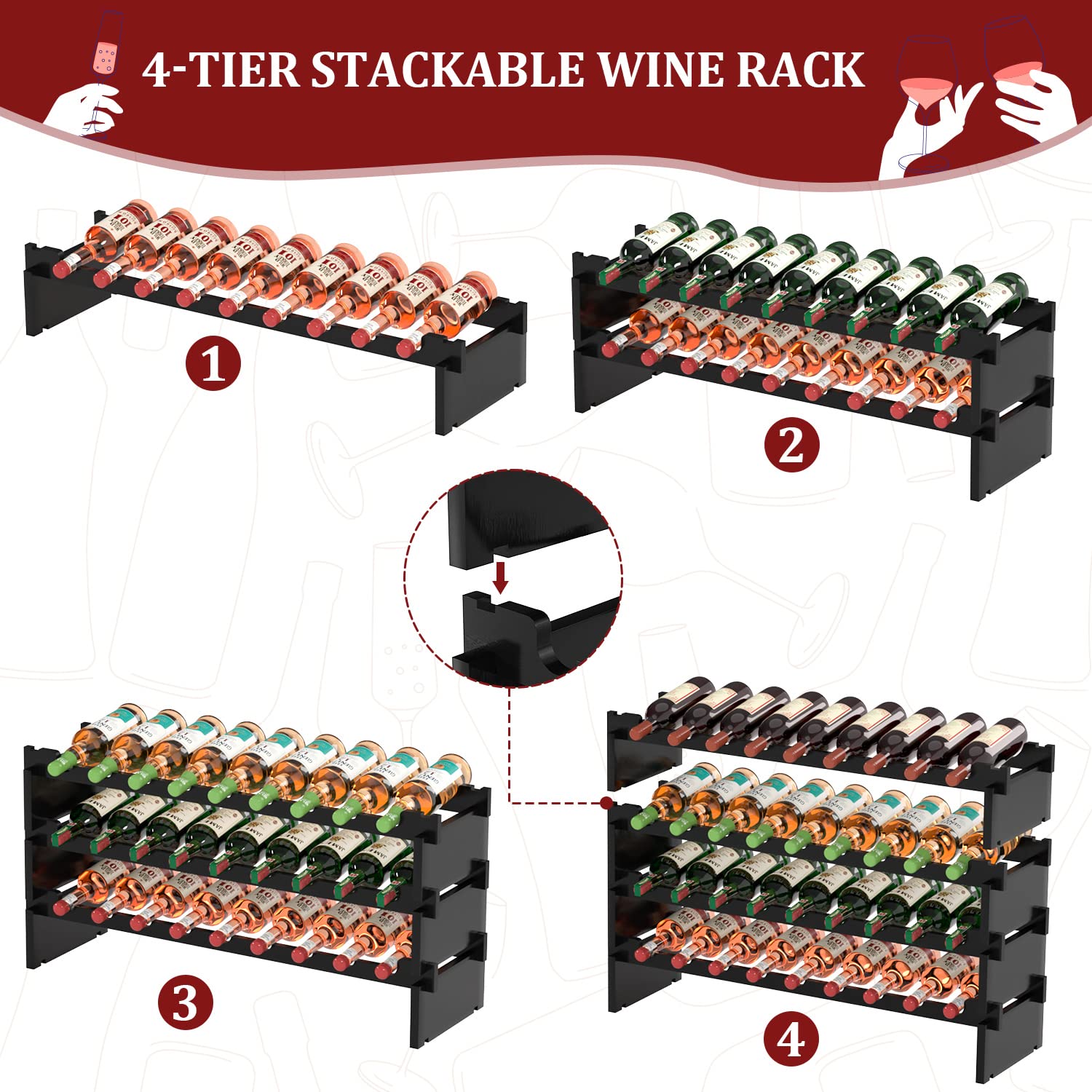 36-Bottle Bamboo Wine Rack