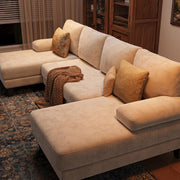 TROMIRY Sectional Couches for Living Room | 112 Inch U-Shaped Sectional Couch | 4 Seat Sofa Set with Double Chaise for Apartment | Warm White Chenille