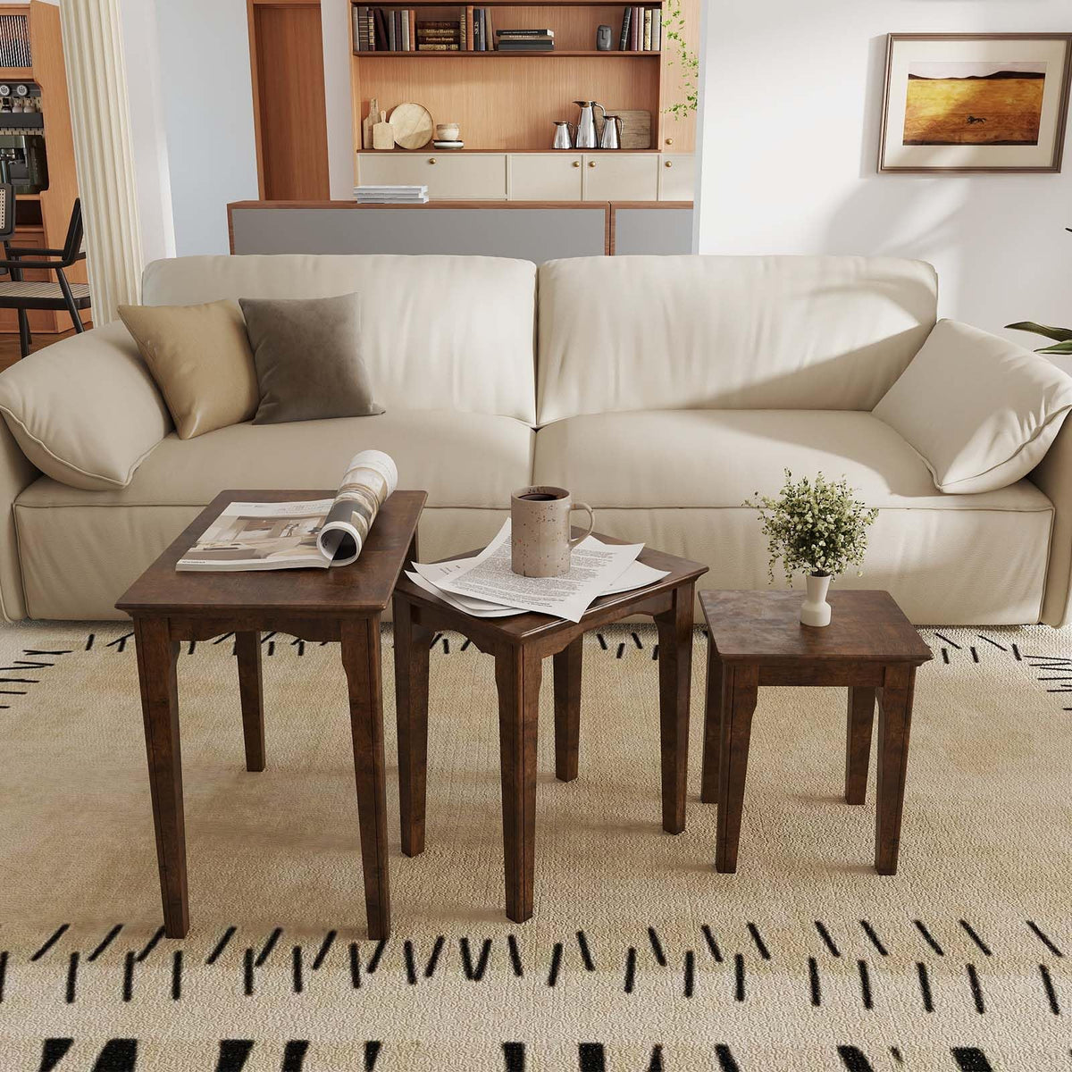 Solid Wood Nesting Tables, Set of 3