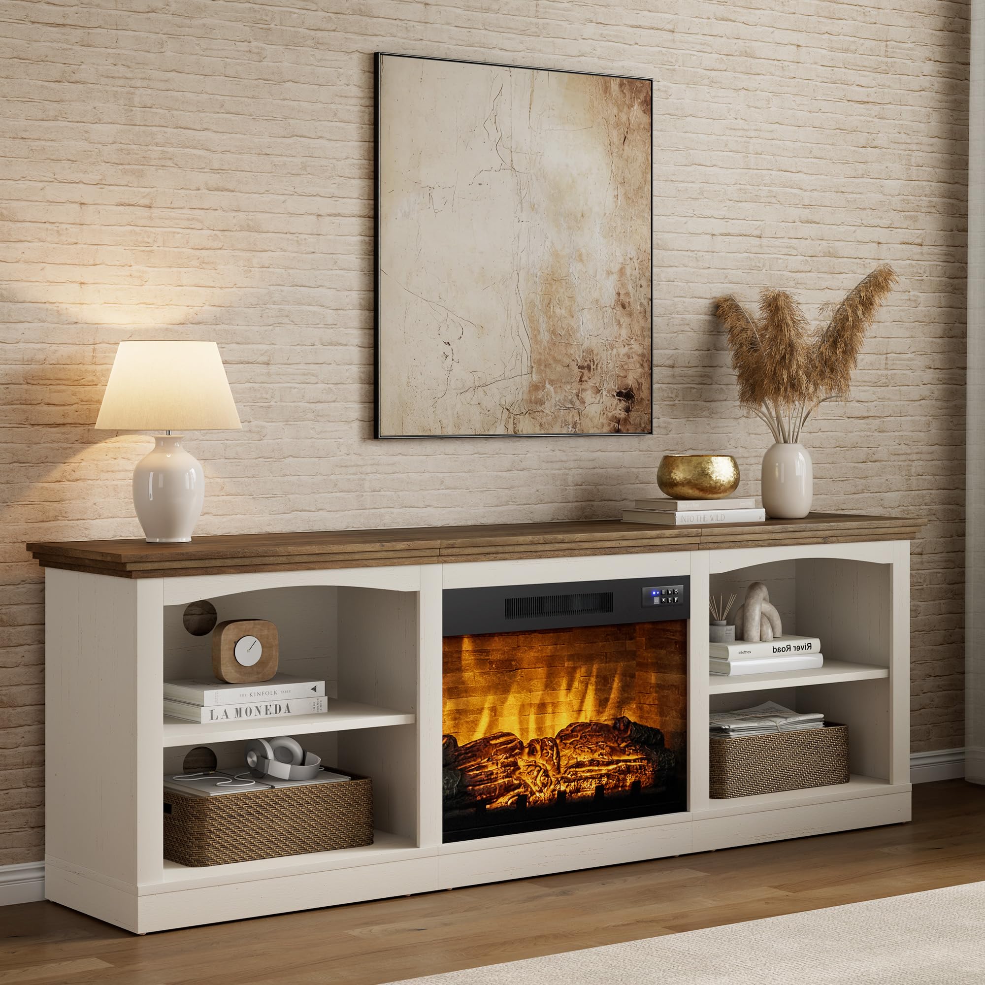 70" Farmhouse Fireplace TV Stand