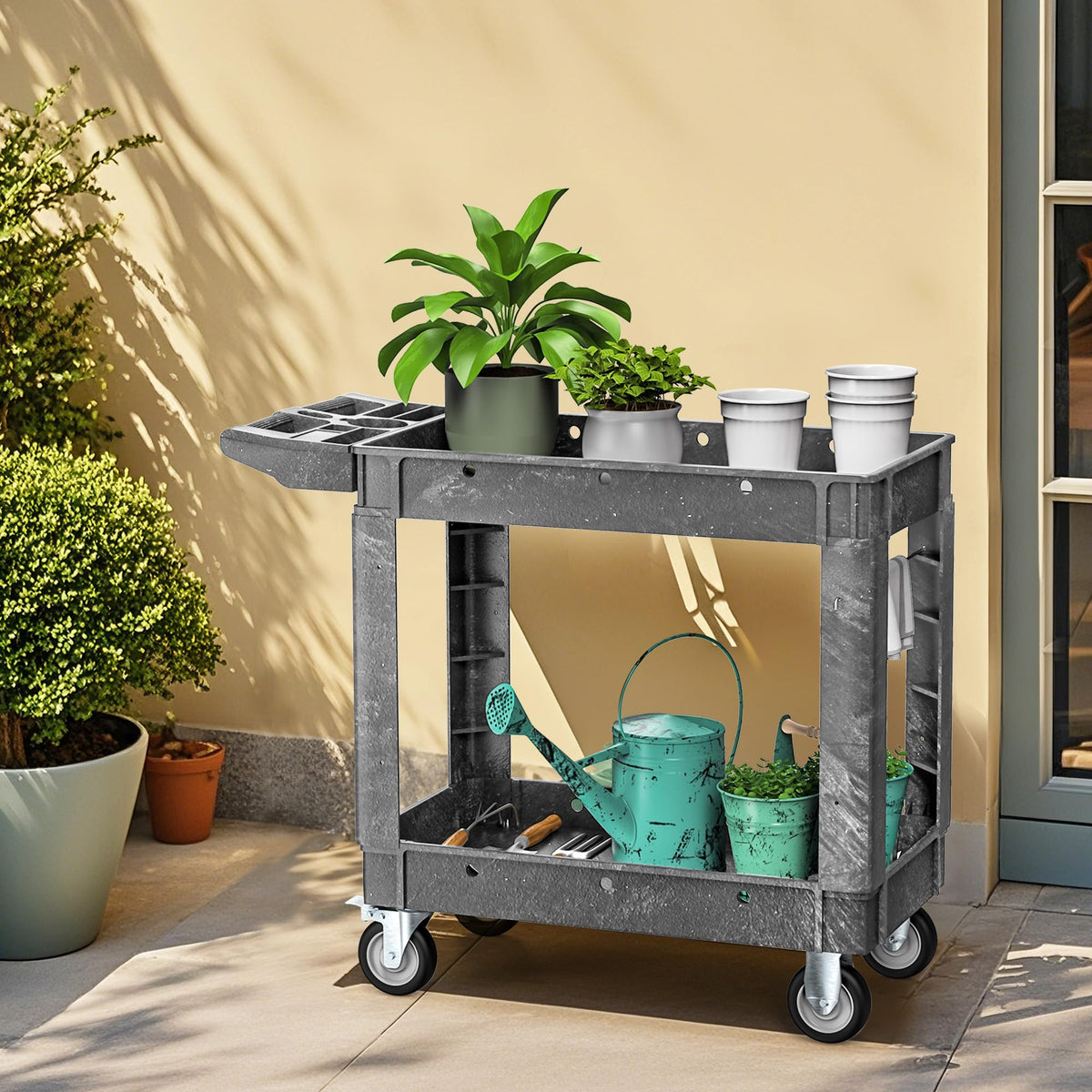 DWVO 40 x 17 in Heavy Duty Rolling Utility Cart on Wheels, Grey
