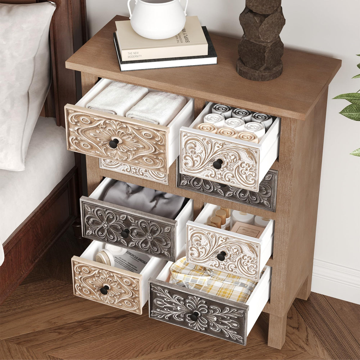 8-Drawer Boho Accent Cabinet