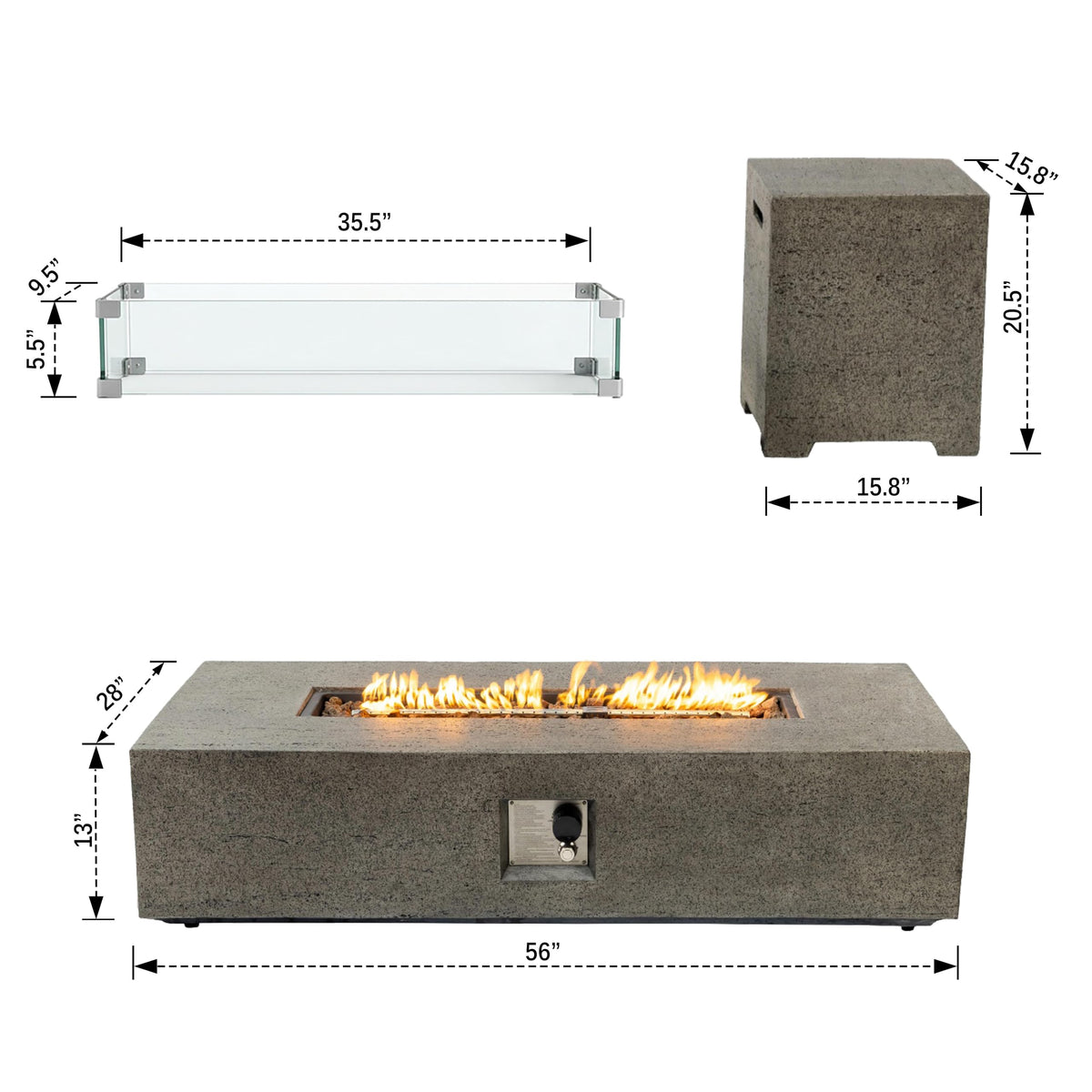 Rectangular Fire Pit Table