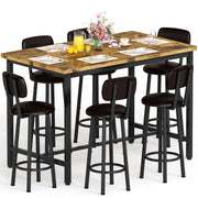 7-Piece Counter Height Bar Table Set with Upholstered Stools