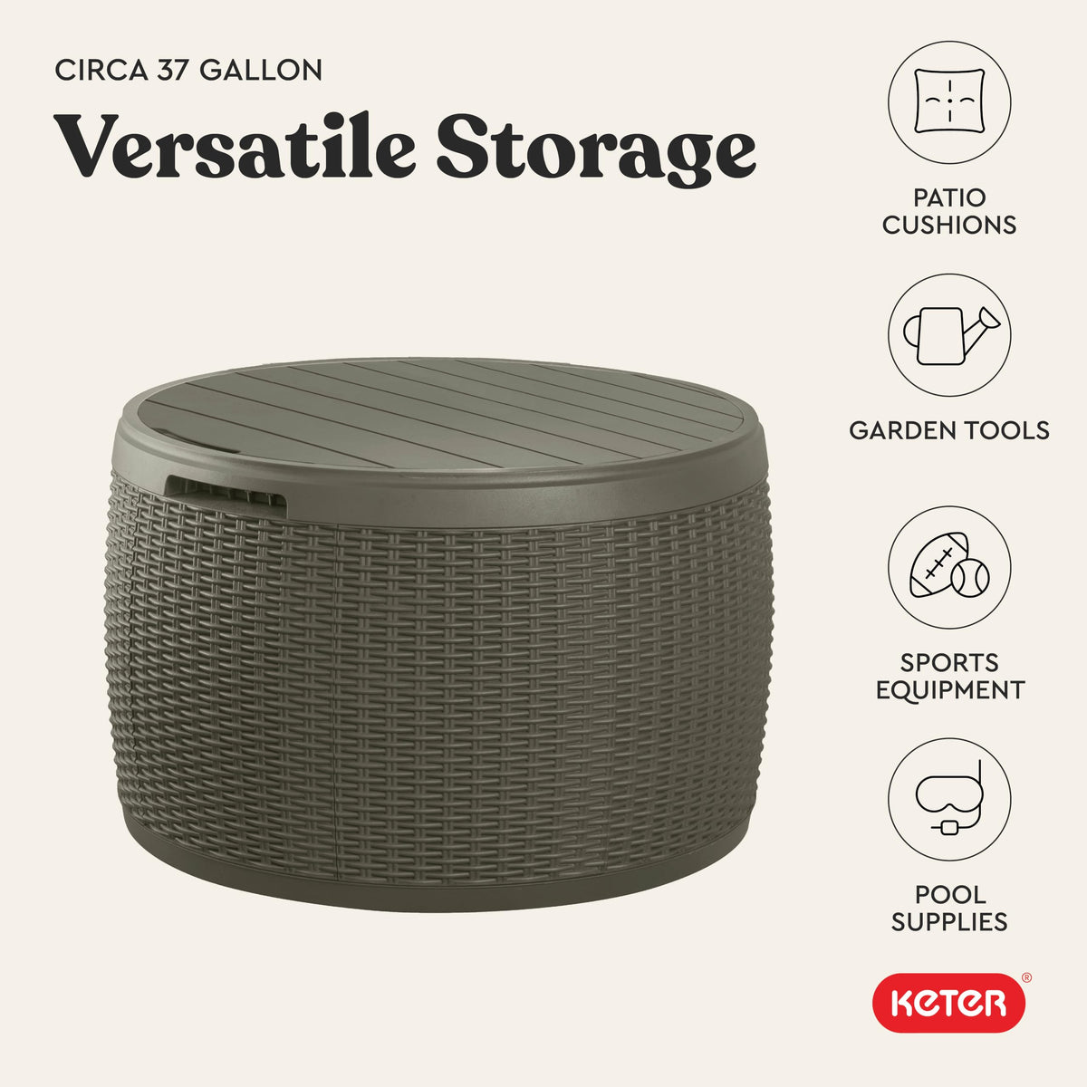 37-Gallon Round Deck Box