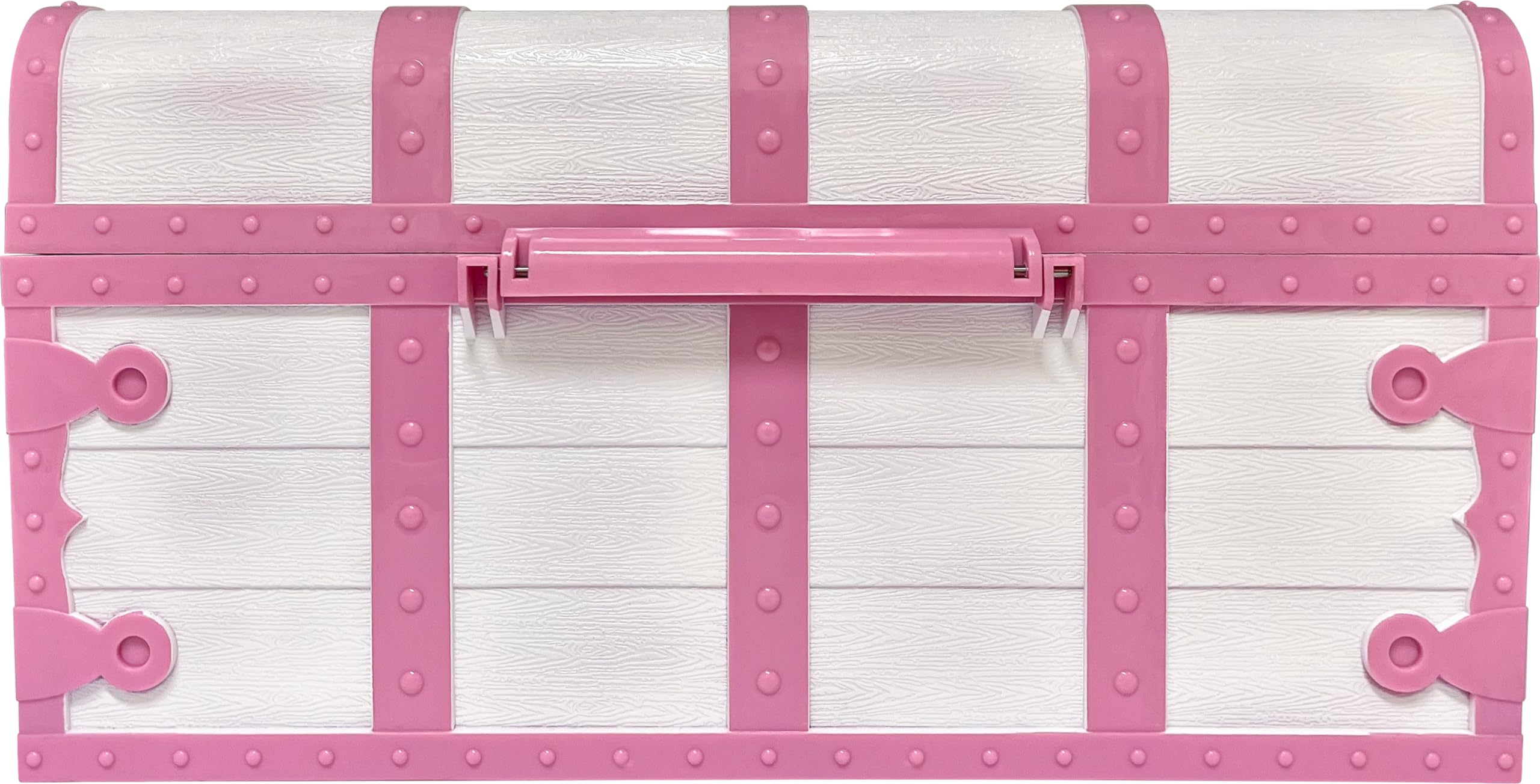 Plastic Treasure Chest with Lock and Key – Pink & White