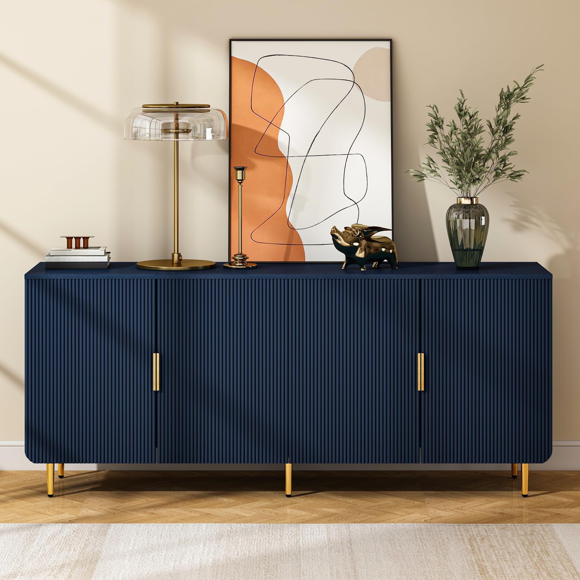 65" Fluted Sideboard Buffet Cabinet with Storage