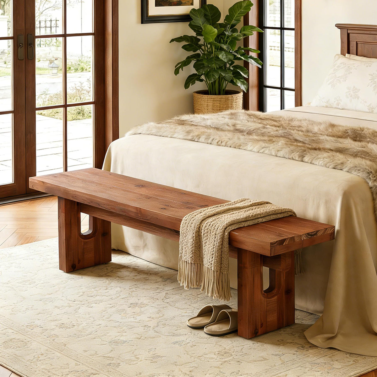 Solid Wood Farmhouse Dining Bench