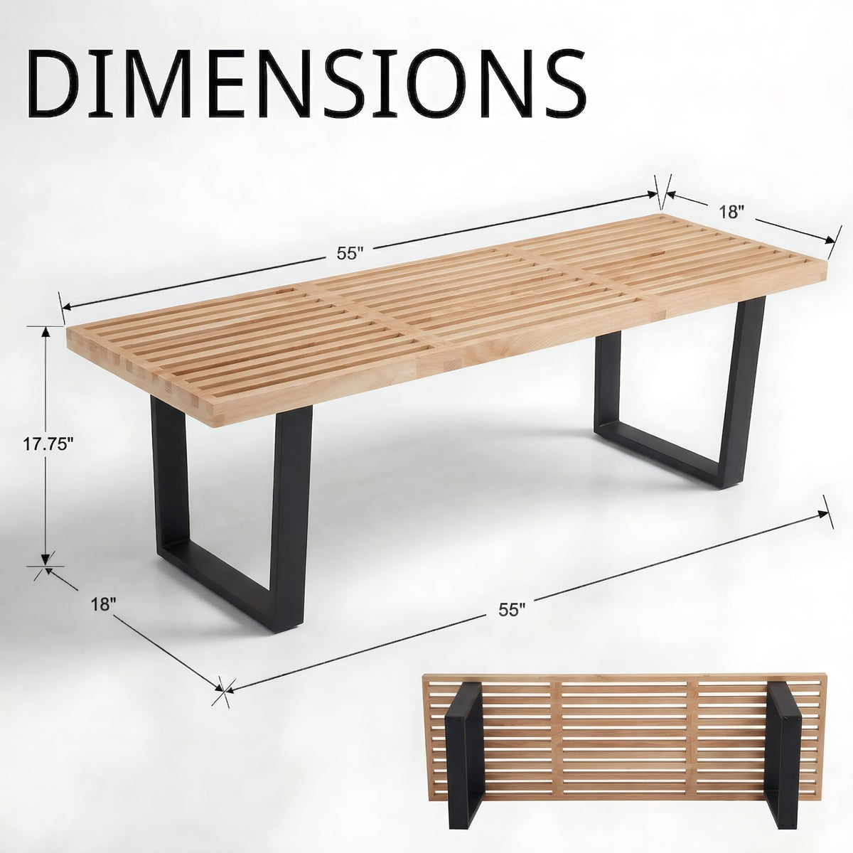 Natural Wood Entryway Bench