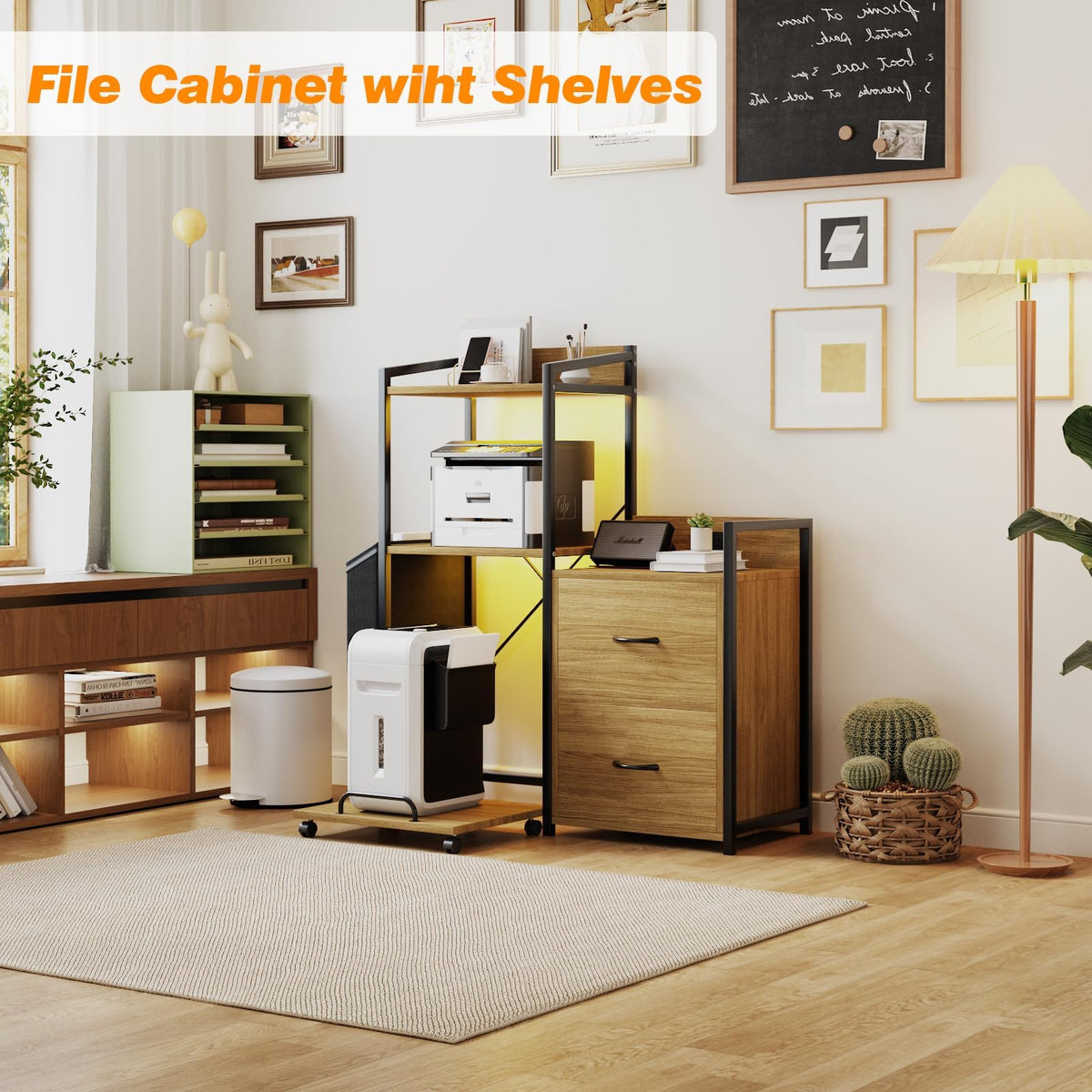 2-Drawer File Cabinet with LED Lights
