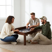 BKTSUNAMI Solid Wood Board Game Coffee Table with Removable Top, 3-in-1 Gaming and Dining Table Includes Play Mat & Detachable Cup Holders, 48" L x 33" W (Black Walnut01)