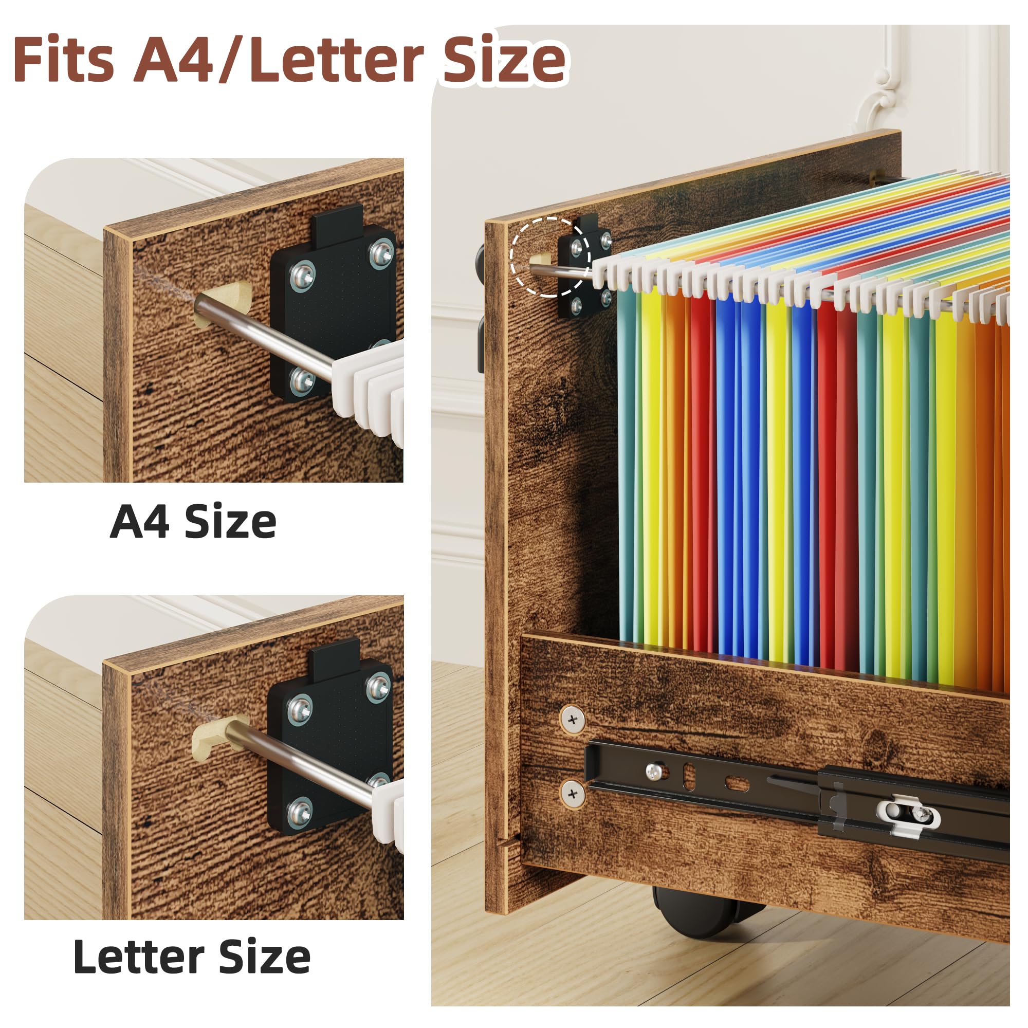 2-Drawer Lockable File Cabinet with 22" Extended Desktop
