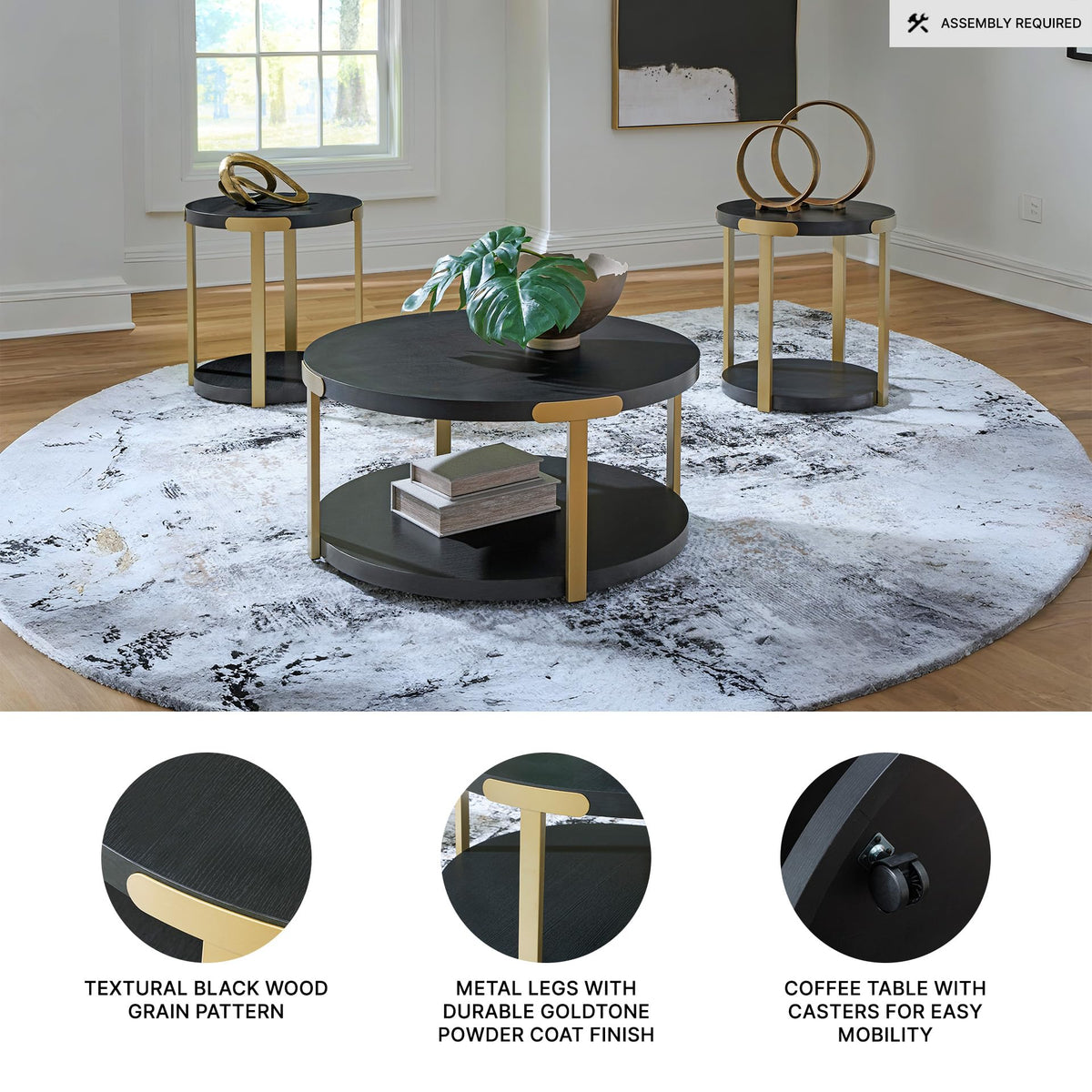 3-Piece Round Coffee Table Set