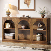 Tribesigns Farmhouse Console Table, 63-Inch Long Entryway Table with 3 Tier Storage, Wooden Rectangular Sofa Table Behind The Couch for Entrance, Hallway, Living Room, Brown