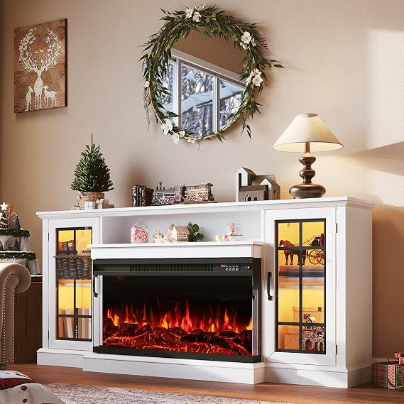 White Fireplace TV Stand