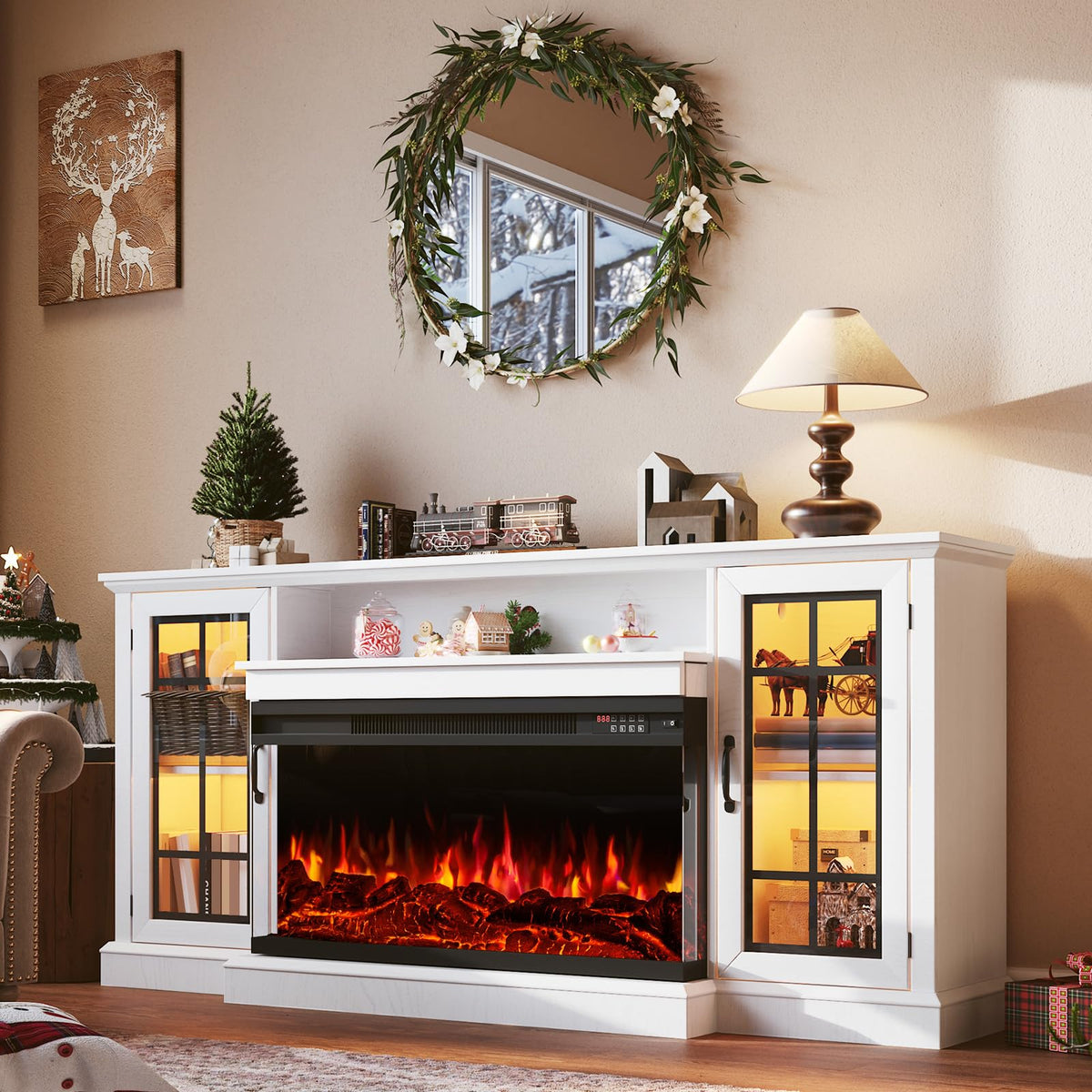 White Fireplace TV Stand