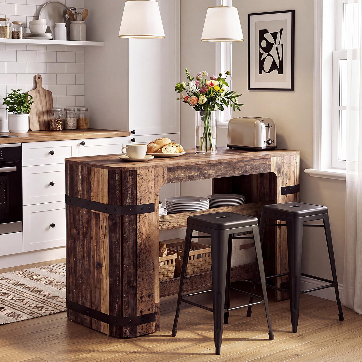 Farmhouse Kitchen Island with Storage
