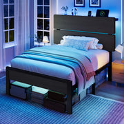 Twin LED Bed Frame with Charging Station