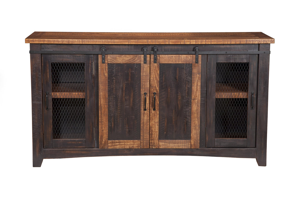 Martin Svensson Home Rustic 65" Wood Entertainment Center, Black and Honey