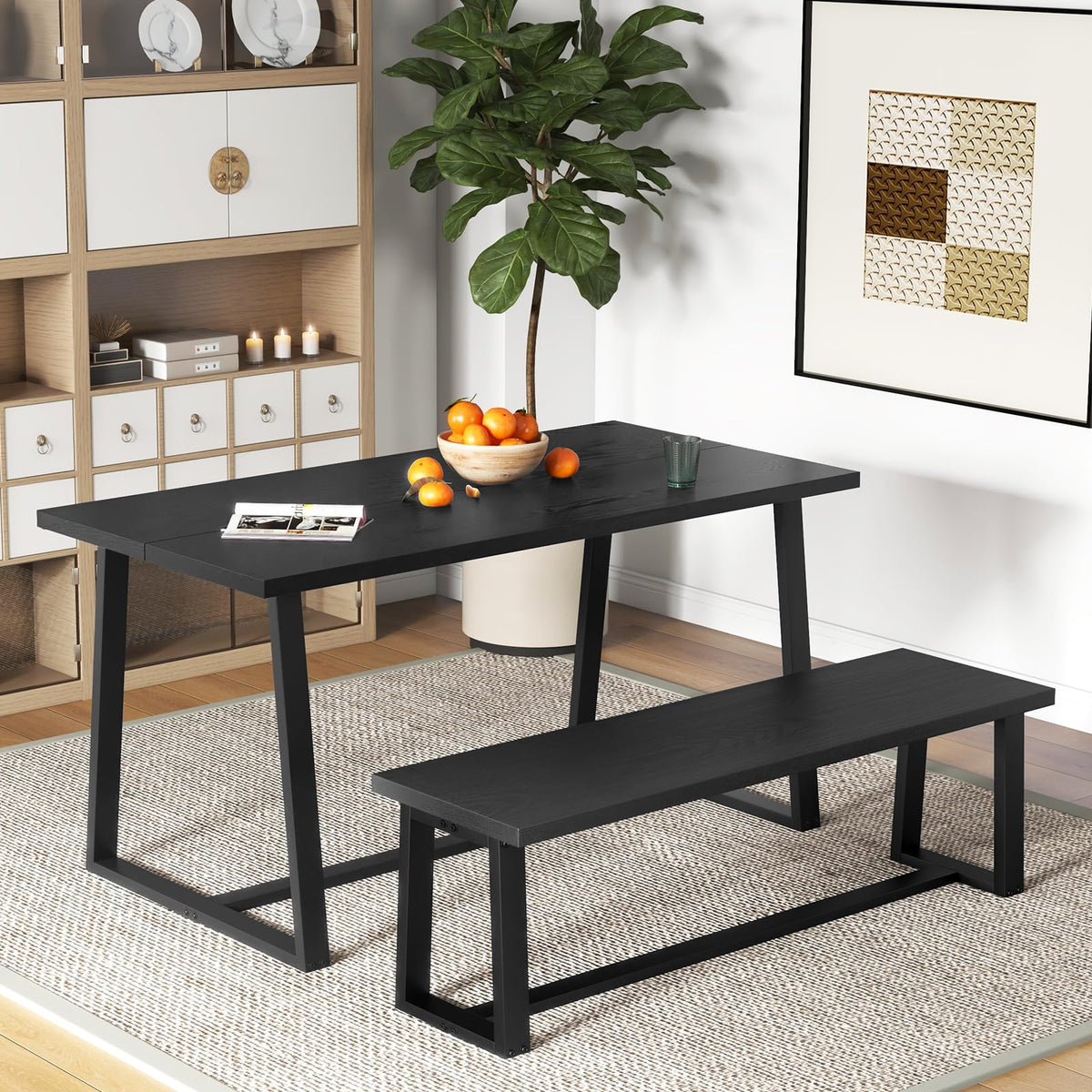 Black Wood Dining Bench