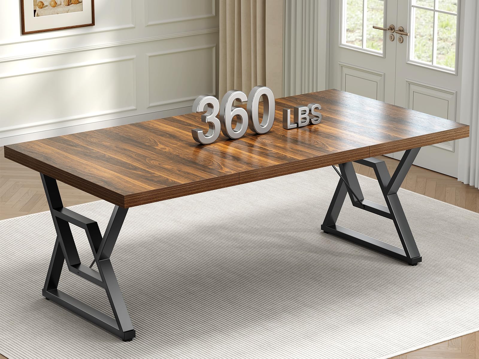 70.8" Large Executive Desk with Metal Legs